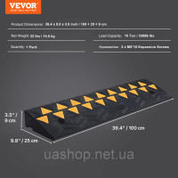 Vevor 314228 Пороговий пандус з твердої гуми для дверей, максимальне навантаження до 15 т, бордюрний пандус 100x25x9,4 см, гумовий Vevor 314228 Пороговий пандус з твердої гуми для дверей, максимальне навантаження до 15 т, бордюрний пандус 100x25x9,4 см, гумовий