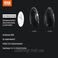 Vevor 310667 Мотоциклетний шолом без маски, шоломи з ABS-пластику з високою щільністю та змінними лінзами, розмір M, комфортний