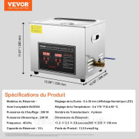 Vevor 313467 Ультразвуковий очищувач Ультразвуковий пристрій для очищення нержавіючої сталі 300 Вт, 10 л Ультразвуковий пристрій Vevor 313467 Ультразвуковий очищувач Ультразвуковий пристрій для очищення нержавіючої сталі 300 Вт, 10 л Ультразвуковий пристрій