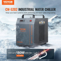 Vevor 312706 Промисловий водяний чиллер, CW-5202, система водяного охолодження з вбудованим компресором, ємність бака для води 7