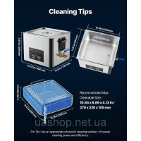 Vevor 313481 Ультразвукова мийка 15 L, професійна ультразвукова мийка з кошиком для чищення та цифровим дисплеєм, промислова мийка Vevor 313481 Ультразвукова мийка 15 L, професійна ультразвукова мийка з кошиком для чищення та цифровим дисплеєм, промислова мийка