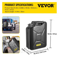 Vevor 310713 Каністра для оливи 20 л з гнучким носиком для автомобілів, чорна Vevor 310713 Каністра для оливи 20 л з гнучким носиком для автомобілів, чорна