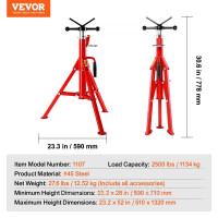 Vevor 313486 Висота підставки для труби регулюється 711.2-1320.8 мм підставка для трубопроводу, портативна, високократна труба з Vevor 313486 Висота підставки для труби регулюється 711.2-1320.8 мм підставка для трубопроводу, портативна, високократна труба з