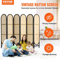 Vevor 315117 Перегородка для кімнати, 6 панелей, ткана, складна, з ротанга Vevor 315117 Перегородка для кімнати, 6 панелей, ткана, складна, з ротанга