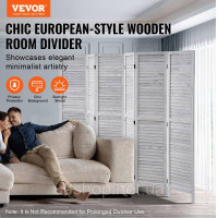Vevor 315124 Перегородка для кімнати, 6 панелей, дерев'яна складна ширма для забезпечення конфіденційності, довжина 242 см, Vevor 315124 Перегородка для кімнати, 6 панелей, дерев'яна складна ширма для забезпечення конфіденційності, довжина 242 см,