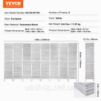 Vevor 315134 Перегородка для кімнати, 8 панелей, дерев'яна складна ширма для забезпечення конфіденційності, довжина 325 см, Vevor 315134 Перегородка для кімнати, 8 панелей, дерев'яна складна ширма для забезпечення конфіденційності, довжина 325 см,