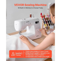 Vevor 312783 Комп'ютеризована швейна машина Цифрова швейна машина 60 стібків Vevor 312783 Комп'ютеризована швейна машина Цифрова швейна машина 60 стібків