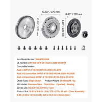 Vevor 310770 Набори зчеплення Vivvor OEM Mly Flywheal Повний набір для моделей серії Audi A3 Vevor 310770 Набори зчеплення Vivvor OEM Mly Flywheal Повний набір для моделей серії Audi A3