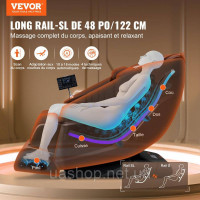 Vevor 315182 Масажне крісло з гнучкою рейкою SL, 3D масажер шиацу для всього тіла, невагомість, від 10 до 18 автоматичних режимів,