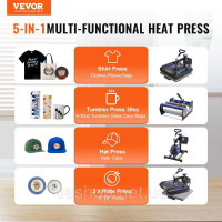 Vevor 312858 Термопрес 38x38 см 8 в 1 Прес для склянок Футболки сині Vevor 312858 Термопрес 38x38 см 8 в 1 Прес для склянок Футболки сині