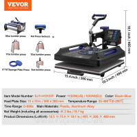 Vevor 312858 Термопрес 38x38 см 8 в 1 Прес для склянок Футболки сині Vevor 312858 Термопрес 38x38 см 8 в 1 Прес для склянок Футболки сині