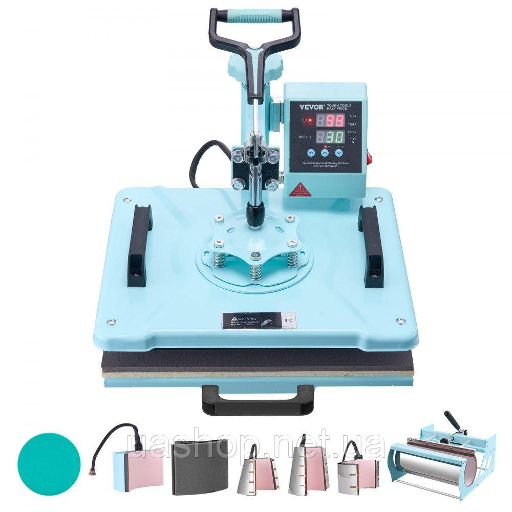 Vevor 312859 Термопрес 38x38 см 8 в 1 Прес для склянок Футболки сині
