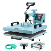 Vevor 312864 Термопрес 38x38 см 5 в 1 Прес для склянок Зелені футболки Vevor 312864 Термопрес 38x38 см 5 в 1 Прес для склянок Зелені футболки