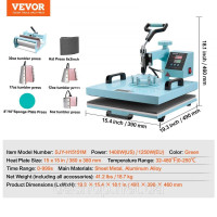 Vevor 312868 Термопрес 38x38см 8 в 1 Прес для склянок Зелені футболки