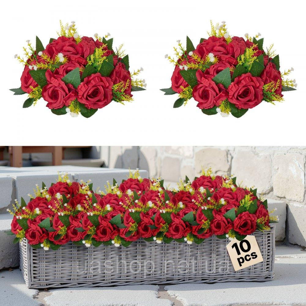 Vevor 318054 10x Art Flowers Квіткові кульки Штучна квіткова композиція 24x24x12cm Червона