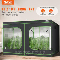 Vevor 317103 Growbox 305 x 305 x 203 см Теплиця зі сталевого каркасу 19 мм та оксфордської тканини 600D Навантаження на теплицю 60 Vevor 317103 Growbox 305 x 305 x 203 см Теплиця зі сталевого каркасу 19 мм та оксфордської тканини 600D Навантаження на теплицю 60