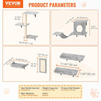 Vevor 318108 Стіна для скелелазіння стіна для котів шезлонг для котів шезлонг для котів ліжко для котів полиця для котів набір 6