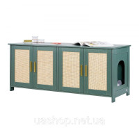 Vevor 313683 Котячий туалет, 1200x450x500 мм, Котячий туалет з 4 ротанговими дверцятами та 2 входами, Шафа для котячого туалету