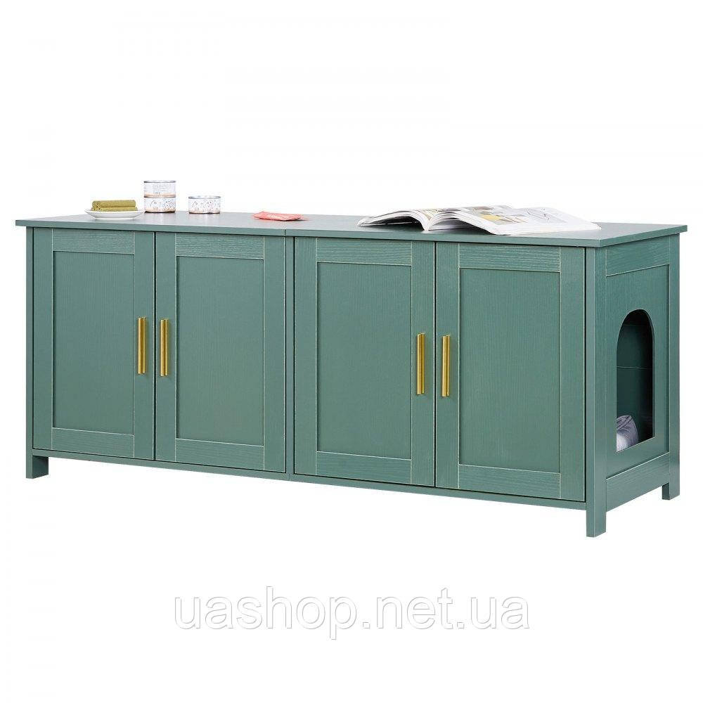 Vevor 313684 Котячий туалет, 1200x450x500 мм, Котячий туалет з 4 дверцятами та 2 входами, Шафа для котячого туалету для приміщень,