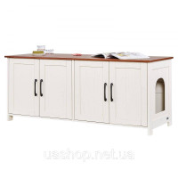 Vevor 313685 Шафа для котячого туалету, 1200x450x500 мм, Шафа для котячого туалету з 4 дверцятами та 2 входами, Кітячий туалет для