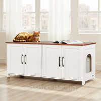 Vevor 313685 Шафа для котячого туалету, 1200x450x500 мм, Шафа для котячого туалету з 4 дверцятами та 2 входами, Кітячий туалет для Vevor 313685 Шафа для котячого туалету, 1200x450x500 мм, Шафа для котячого туалету з 4 дверцятами та 2 входами, Кітячий туалет для