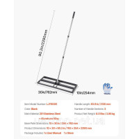 Vevor 318134 Lawn Racles з рівнем STEM Grake Up Levelingrake Lawn Care 254x762 мм