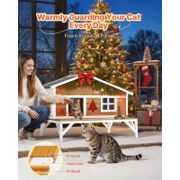 Vevor 313699 Вуличний котячий будиночок, котяча будка з пінопластовою ізоляцією, дерев'яне укриття з великою платформою,