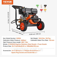 Vevor 318178 Бензиновий мийний апарат високого тиску 4400 PSI 15 л/хв 4 галони за хвилину з комплектом 5 насадок для автомобілів