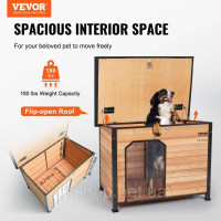 Vevor 313750 Вулична будка для собак, водонепроникна, будка для собак з фальшпідлогою, стійка до укусів дерев'яна печера для собак