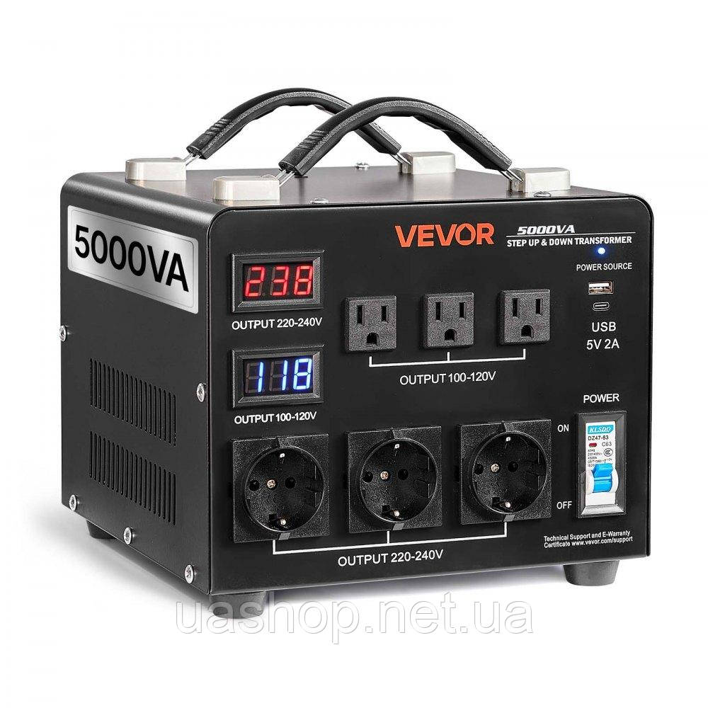 Vevor 316257 Трансформатор-перетворювач напруги 5000 ВА, потужний підвищувальний/знижувальний трансформатор, 110 В на 220 В та 220