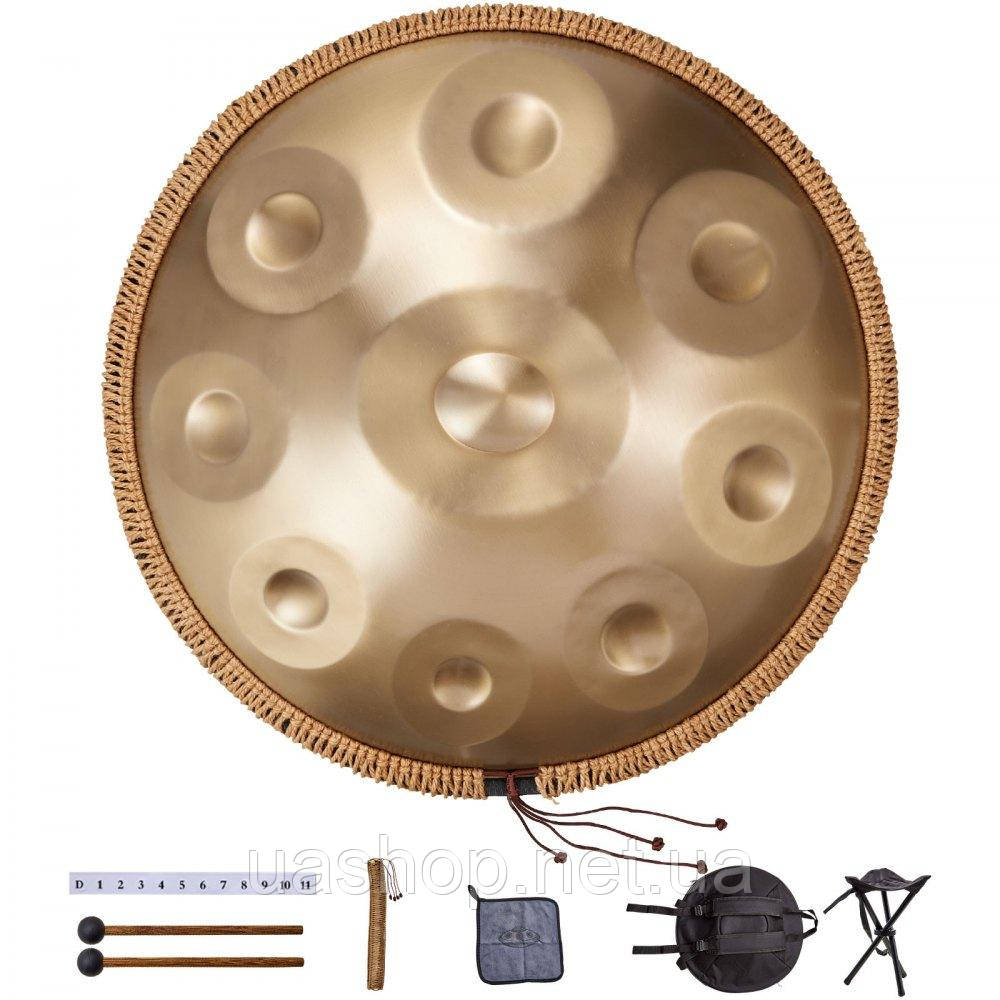 Vevor 317238 Барабан Handpan, 55 см, 9-тональний сталевий барабан з язичком, 432 Гц, ре мінор, із плетеним захистом країв, 2