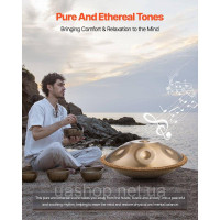 Vevor 317238 Барабан Handpan, 55 см, 9-тональний сталевий барабан з язичком, 432 Гц, ре мінор, із плетеним захистом країв, 2