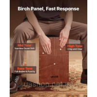 Vevor 316300 Коробка для барабана Cajon Box із заокругленими краями, дріт для малого барабана 305x305x430 мм