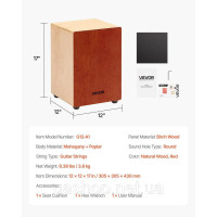 Vevor 316303 Струни для гітари Cajon Box Drum з дерев'яними заокругленими краями 305x305x430 мм