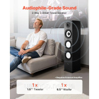 Vevor 316308 Підлогова акустична система, 2-смугова Hi-Fi, 200 Вт, 70 Гц–20 кГц, 2,54 см ВЧ-динамік