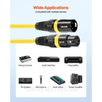 Vevor 316321 Кабель XLR 6,1 м, упаковка з 6 штук, балансні мікрофонні кабелі DMX (чоловічий-жіночий), позолочені 3-контактні