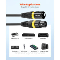 Vevor 316317 Кабель XLR 30,48 м, упаковка з 2 шт., балансні мікрофонні кабелі DMX (чоловічий-жіночий), позолочені 3-контактні
