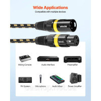 Vevor 316318 Кабель XLR 7,62 м, упаковка з 6 шт., екрановані балансні мікрофонні кабелі DMX (чоловічий-жіночий), позолочені