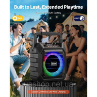 Vevor 316327 Караоке-машина, 20 Вт, 6-дюймова портативна Bluetooth-колонка з 2 бездротовими мікрофонами, світлодіодний