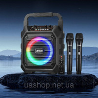 Vevor 316327 Караоке-машина, 20 Вт, 6-дюймова портативна Bluetooth-колонка з 2 бездротовими мікрофонами, світлодіодний