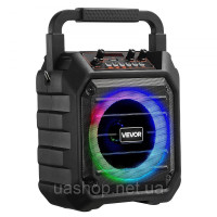 Vevor 316327 Караоке-машина, 20 Вт, 6-дюймова портативна Bluetooth-колонка з 2 бездротовими мікрофонами, світлодіодний