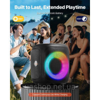 Vevor 316328 Караоке-машина, 15 Вт, портативна Bluetooth-колонка 10 см з 2 мікрофонами, світлодіодний підсвічування, функція TWS,