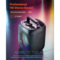 Vevor 316329 Караоке-машина, 30 Вт, портативна 6-дюймова Bluetooth-колонка з 2 бездротовими мікрофонами, світлодіодний Vevor 316329 Караоке-машина, 30 Вт, портативна 6-дюймова Bluetooth-колонка з 2 бездротовими мікрофонами, світлодіодний