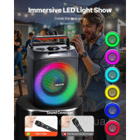 Vevor 316329 Караоке-машина, 30 Вт, портативна 6-дюймова Bluetooth-колонка з 2 бездротовими мікрофонами, світлодіодний Vevor 316329 Караоке-машина, 30 Вт, портативна 6-дюймова Bluetooth-колонка з 2 бездротовими мікрофонами, світлодіодний