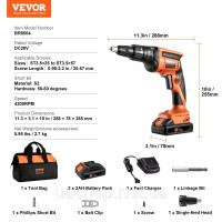 Vevor 318288 Шуруповерт для гіпсокартону, максимальна напруга 20 В, безщітковий акумуляторний шуруповерт для гіпсокартону 4200