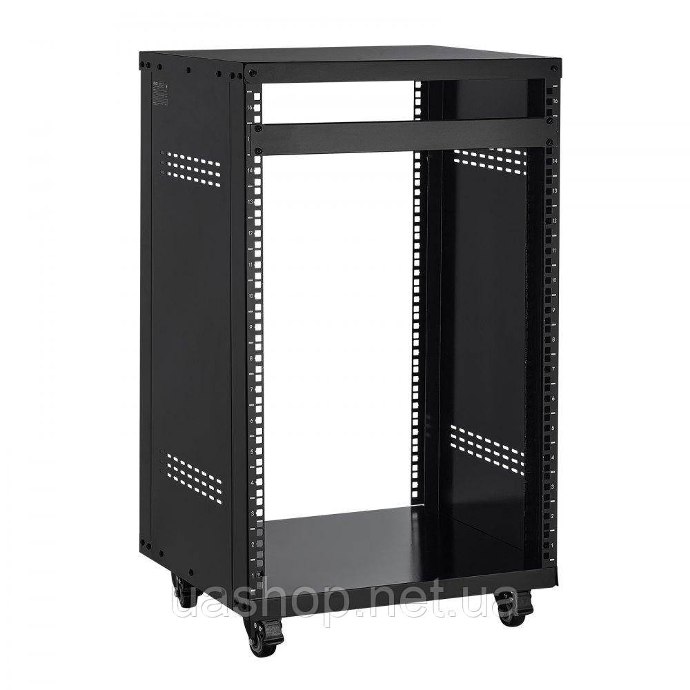 Vevor 316349 Стійка 16U AV, 90,7 кг, Стійка для домашньої студії звукозапису з роликами, що блокуються, Серверна шафа з відкритою