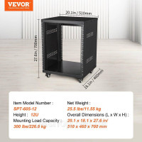 Vevor 316350 Стійка 12U AV Rack, вантажопідйомність 500 фунтів, мережева стереостійка для студії звукозапису з роликами, що Vevor 316350 Стійка 12U AV Rack, вантажопідйомність 500 фунтів, мережева стереостійка для студії звукозапису з роликами, що