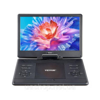Vevor 316354 Портативний DVD-програвач з поворотним HD-екраном (358 мм), вбудованим акумулятором з часом роботи 4,5-5 годин, 2