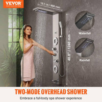 Vevor 315411 Система панелей для душу , 6 режимів для душу, вежа на панелі душу та дисплея, кількість опадів, водоспад, 4 літаків Vevor 315411 Система панелей для душу , 6 режимів для душу, вежа на панелі душу та дисплея, кількість опадів, водоспад, 4 літаків