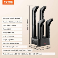 Vevor 315435 4-трубна знімна сушарка для взуття Сушарка для чобіт. Таймер